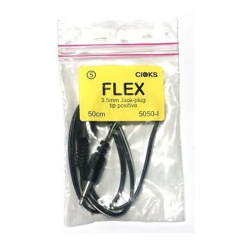 Cioks Flex 5 Power Cable - 50cm 3.5mm Positive Straight DC Jack - Black (5050-I)